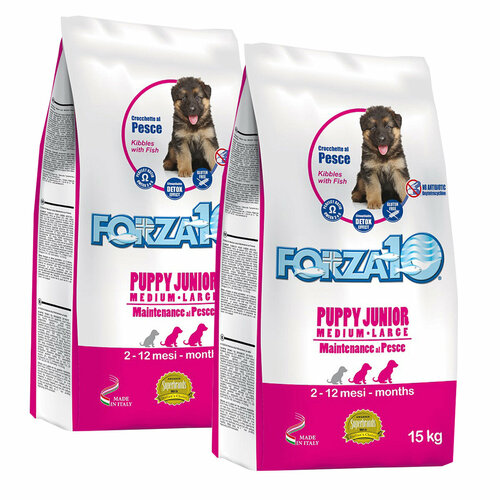 FORZA10 DOG MAINTENANCE PUPPY JUNIOR MEDIUM/LARGE для щенков средних и крупных пород с рыбой (15 + 15 кг)