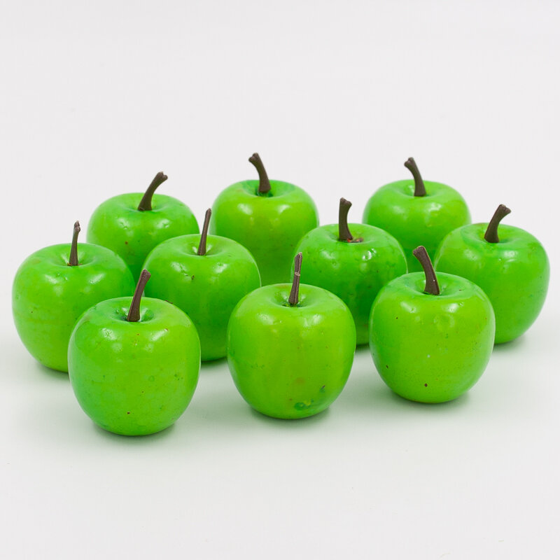 Набор искусственных мини яблок зеленых, 10 шт муляж