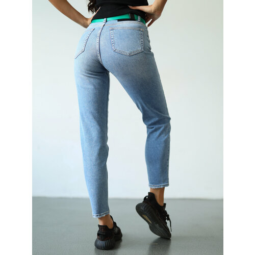 фото Джинсы мом cracpot, размер 28/46, голубой