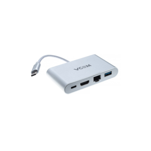 VCOM CU455 Кабель-адаптер USB3.1 Type-CM-->HDMI+USB3.0+RJ45+PD charging хаб hoco hb23 2 usb выхода rj45 1 hdmi кабель type c цвет серый