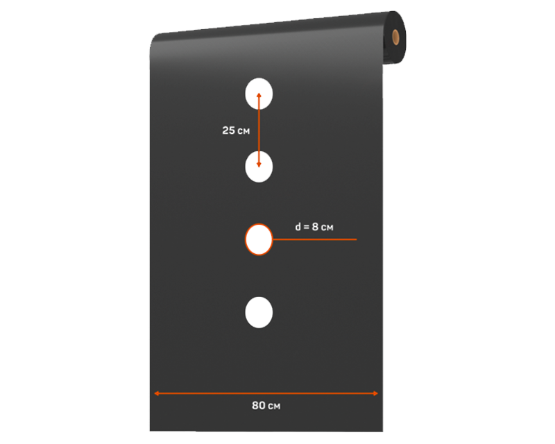 Перфорированная мульча 0,8*10 м, Агротекс (1 ряд, 8*25 см) - фотография № 2