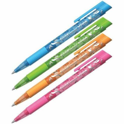Ручка шариковая автоматическая VIVO Spring, узел 0.7 мм, чернила синие, резиновый упор, 12 шт.