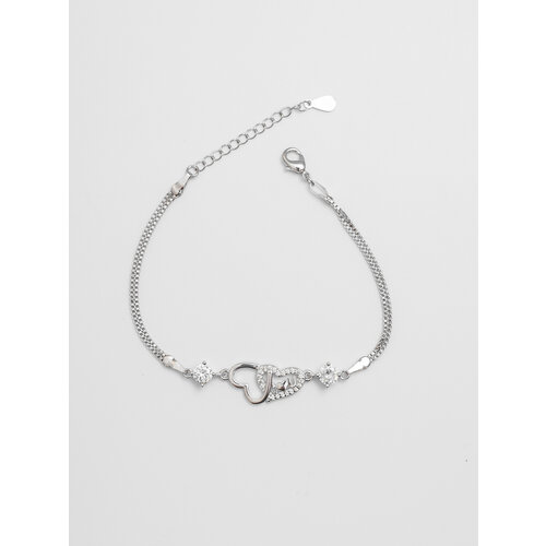 фото Браслет-цепочка shine & beauty, кристаллы swarovski, размер 17 см, серебряный