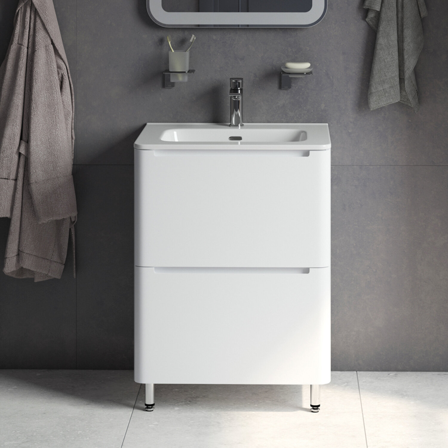 Тумба с умывальником, напольная, 60 см, белая, Edifice, IDDIS, EDI60WFi95K