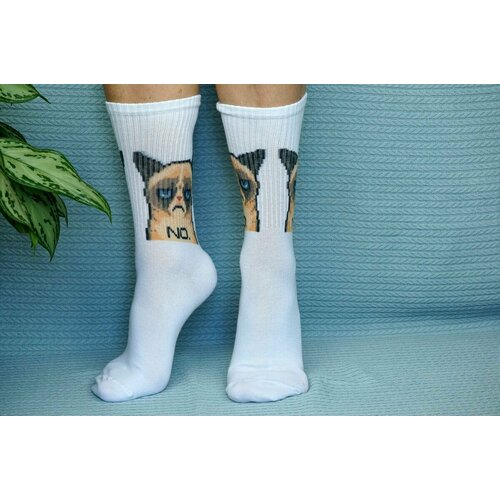 фото Носки , размер 36/41, белый, коричневый хлопковые cotton print