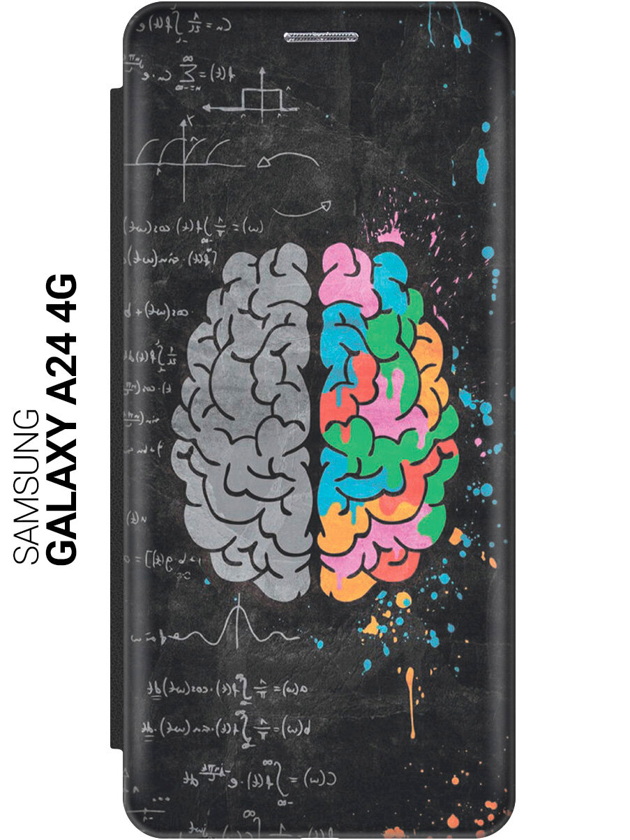 Чехол-книжка на Samsung Galaxy A24 / Самсунг А24 c принтом "Котики" золотистый