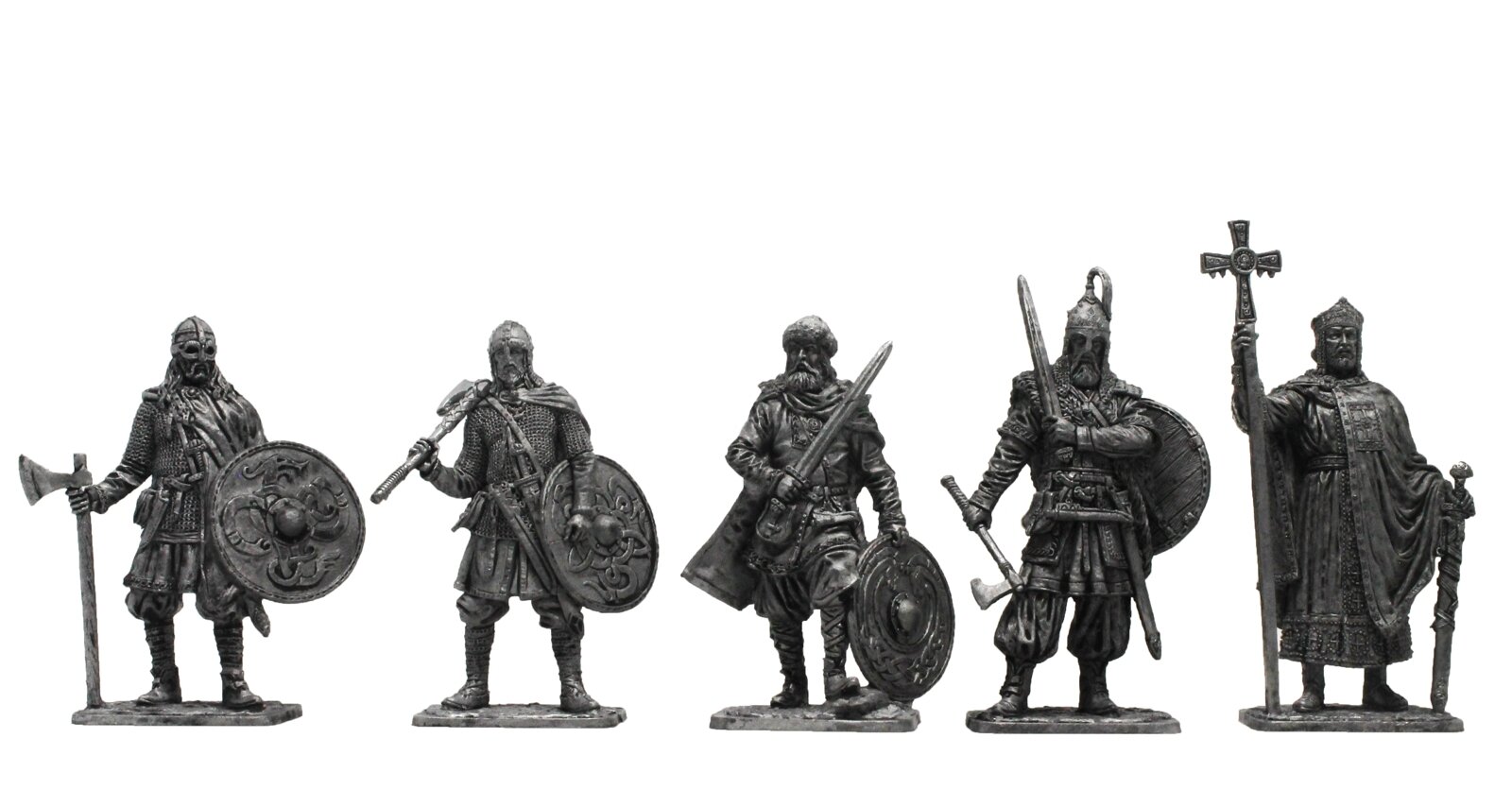 "Русские средневековые воины" №6ЕК (5 н/к) набор оловянных солдатиков некрашеных в картонной коробке