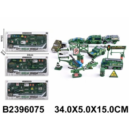 Набор транспорта Военный с аксессуарами, металл, 3 вида в ассорт, в к 34x15x5 см