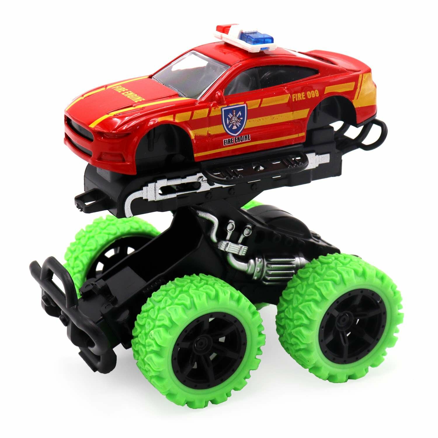 Funky toys Инерционная пожарная машинка die-cast с зелеными колесами FТ8486-4 с 3 лет