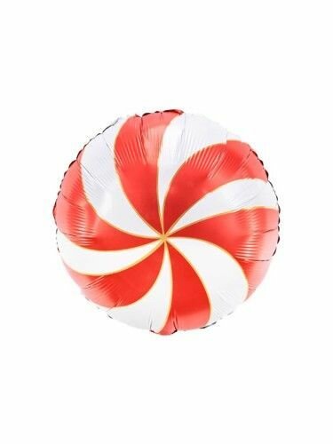 Воздушный фольгированный шар круг - 45см с гелием Красная карамелька