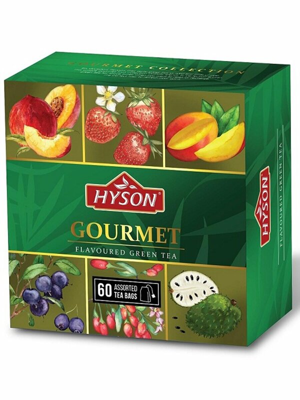 Чай зеленый Хайсон Фруктовая коллекция 60 пакетиков (6 ароматов).
