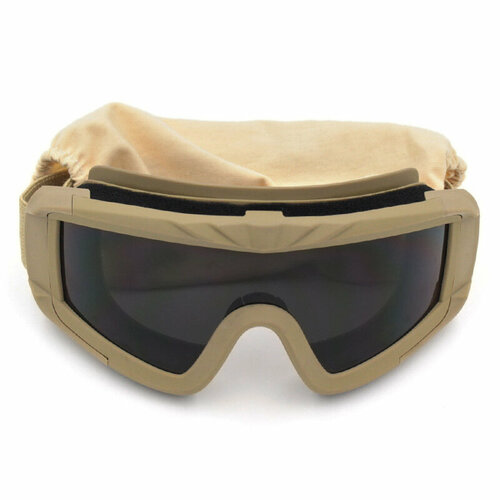 очки защитные тактические противоосколочные прозрачные Тактические защитные противоосколочные очки со сменными стеклами, песочные