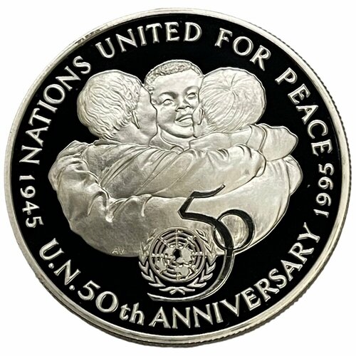 Ямайка 25 долларов 1995 г. (50 лет ООН) (Proof) (2) клуб нумизмат монета 5 долларов канады 1995 года серебро елизавета ii