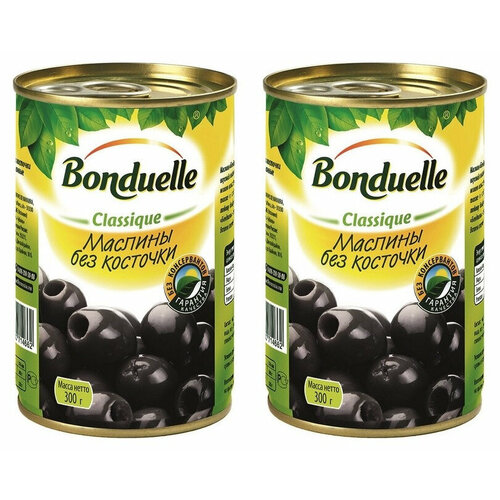 Bonduelle Маслины черные с косточкой, 300 г, 2 шт
