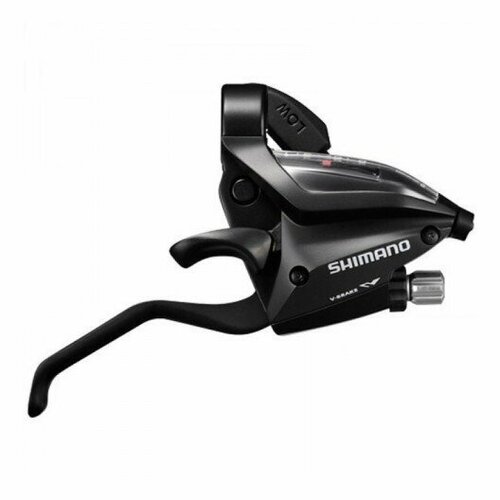 shimano шифтер торм ручка st ef500 8r прав 8ск чёр б уп Шифтер/торм. ручка ST-EF500-7R, прав. 7-ск, трос 2050мм, EZ-FIRE PLUS, под 2 пальца, ал, под V-BRAKE, чёрный , б/уп.