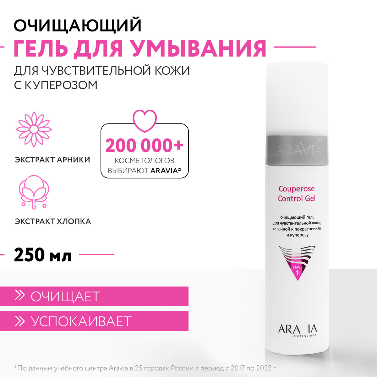 Aravia Professional Очищающий гель для чувствительной кожи склонной к покраснениям и куперозу Couperose Control Gel 250 мл 1 шт