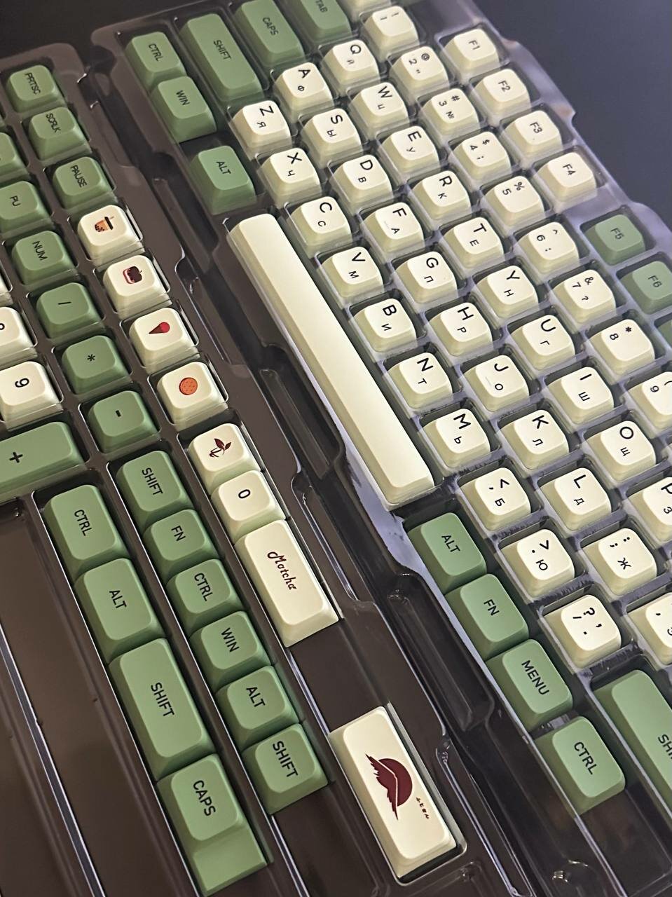 Русские кейкапы "Матча" - клавиши для клавиатуры 124 шт.