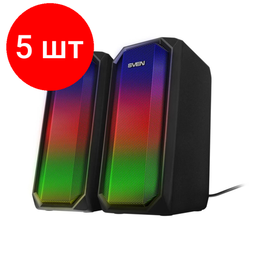 Комплект 5 штук, Колонки 2.0 Sven АС SVEN 420, черный, 10Вт, питание USB, BT (SV-020965) вебкамера sven ic 525 sv 0602ic525