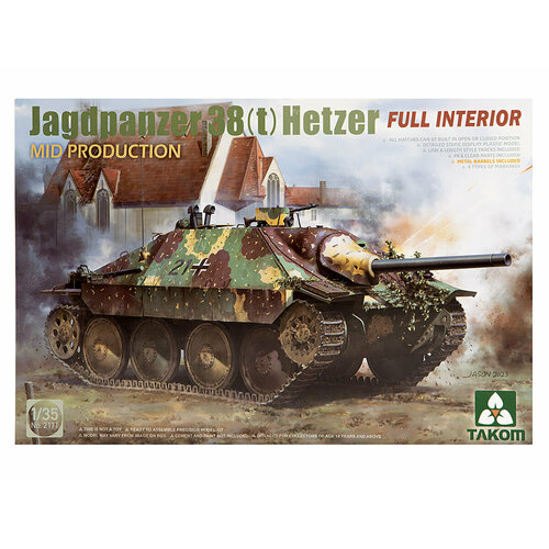 2171 Takom Немецкая САУ Jagdpanzer 38(t) Hetzer среднего производства, с полным интерьером (1:35)