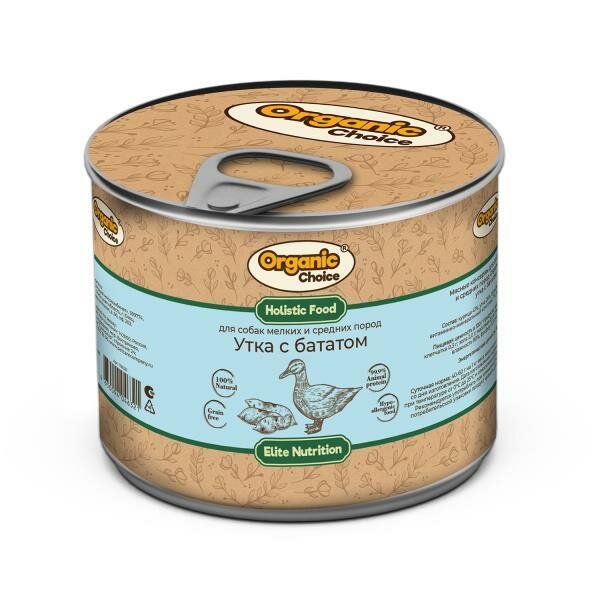Organic Сhoice консервы для собак мелких и средних пород утка с бататом 240г