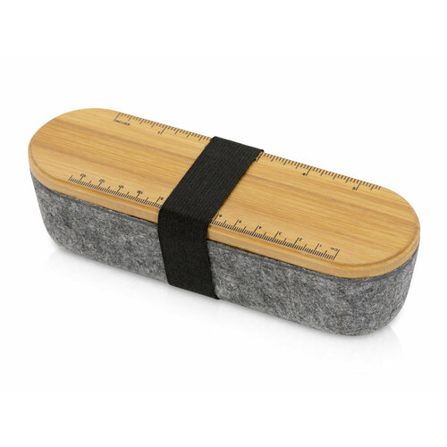 Пенал с линейкой и подставкой для телефона из бамбука Haruki цвет натуральный серый 700₽