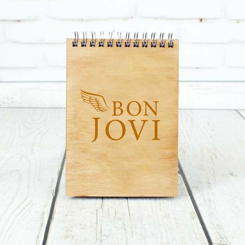 Скетчбук деревянный Bon Jovi, Бон Джови №1