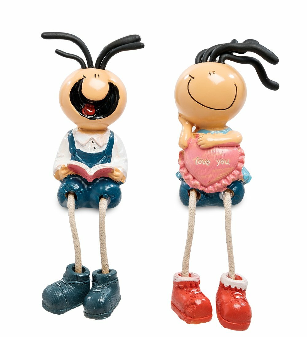 фото Комплект фигурок 2 шт. "Парочка с сердечком и книгой"