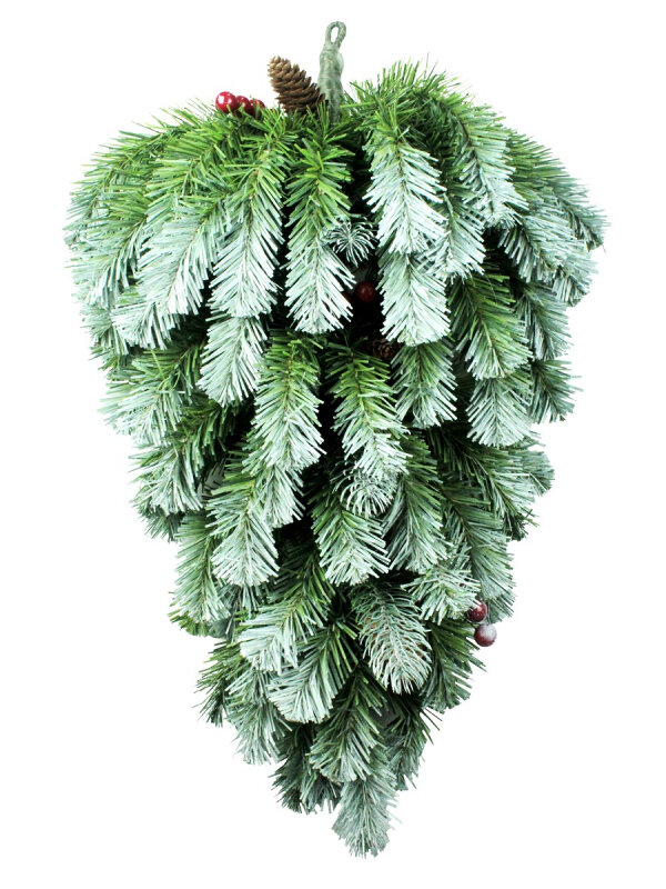 фото Елочное украшение MOROZCO Капля заснеженная с шишками и ягодами 60 см