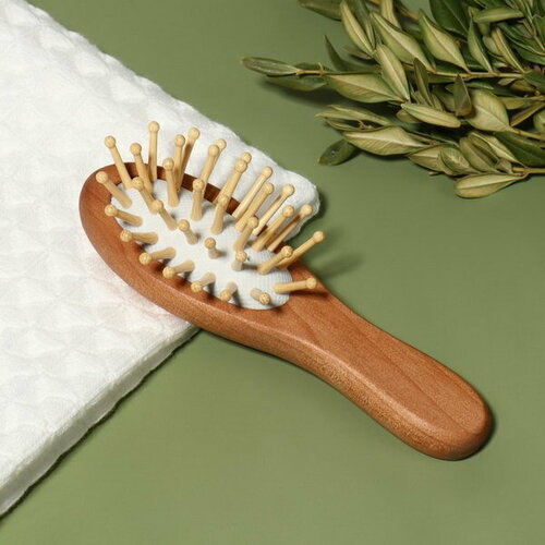 Расчёска-мини массажная деревянная 4 x 115 см цвет Светлое дерево 253₽