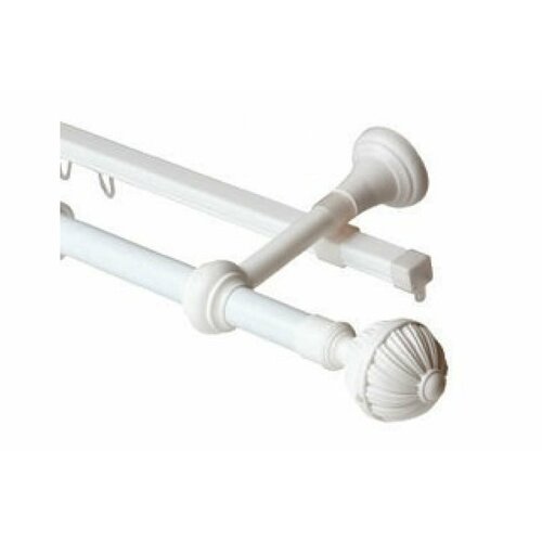 Двухрядный круглый карниз Волшебная палочка Византия металл, диаметр 20 мм, 2.4 м белый УТ000071408