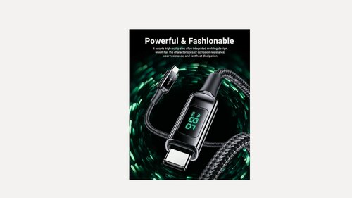 Изображение товара Кабель для быстрой зарядки ACEFAST Digital Display Superb Durability Zinc, Type-C to Type-C, PD100W, 2 метра, Черный