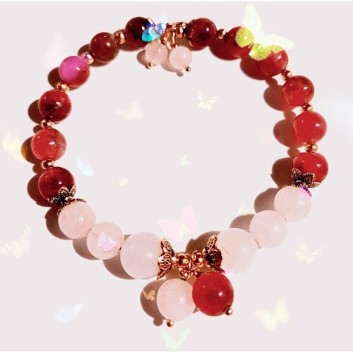 Браслет, турмалин, размер one size, розовый