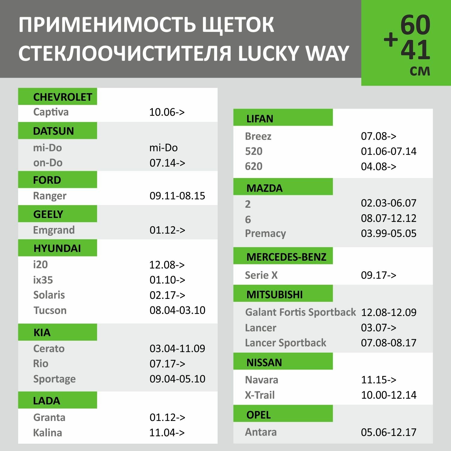 2 Щетки стеклоочистителя в комплекте (60+41 см), Дворники для автомобиля LuckyWay для LADA Granta Kalina; DATSUN mi-Doon-Do; KIA Rio 17-Н. В; HYUNDAI Solaris 17-Н. В; VW Polo Sedan 10-Н. В.