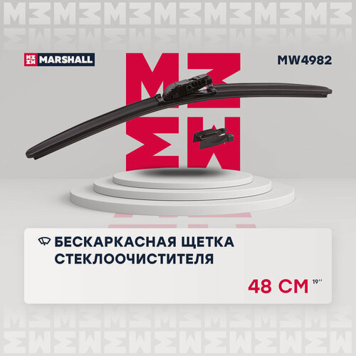 Изображение товара Бескаркасная щетка стеклоочистителя 19" / 48 см hook, side pin, push/pinch button