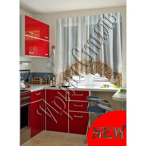 Шторы тюль арка лен короткие для кухни комнаты лен