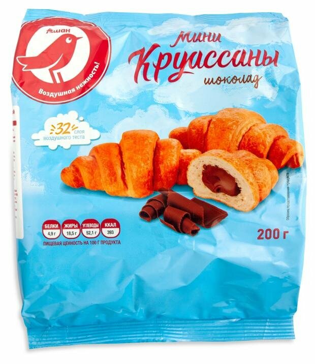Мини-круассаны ашан Красная птица с начинкой со вкусом шоколада ...