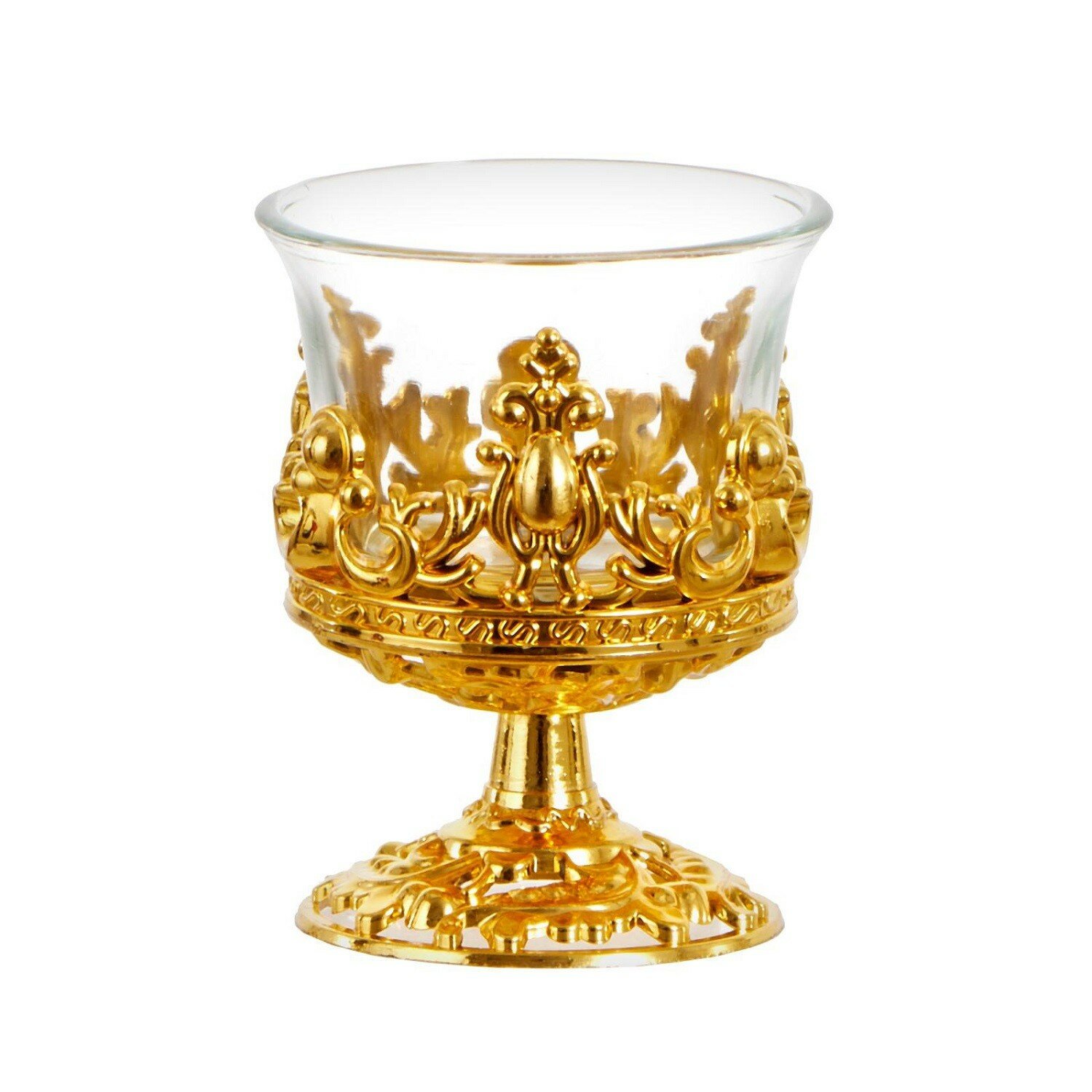 Подсвечник под свечу-столбик Вьюнок, 7.5х6х6 см, золото
