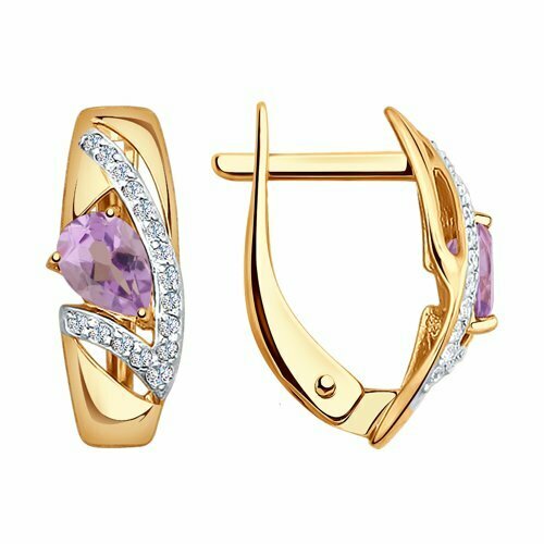 Серьги Thing Jewelry, красное золото, 585 проба, аметист, розовый