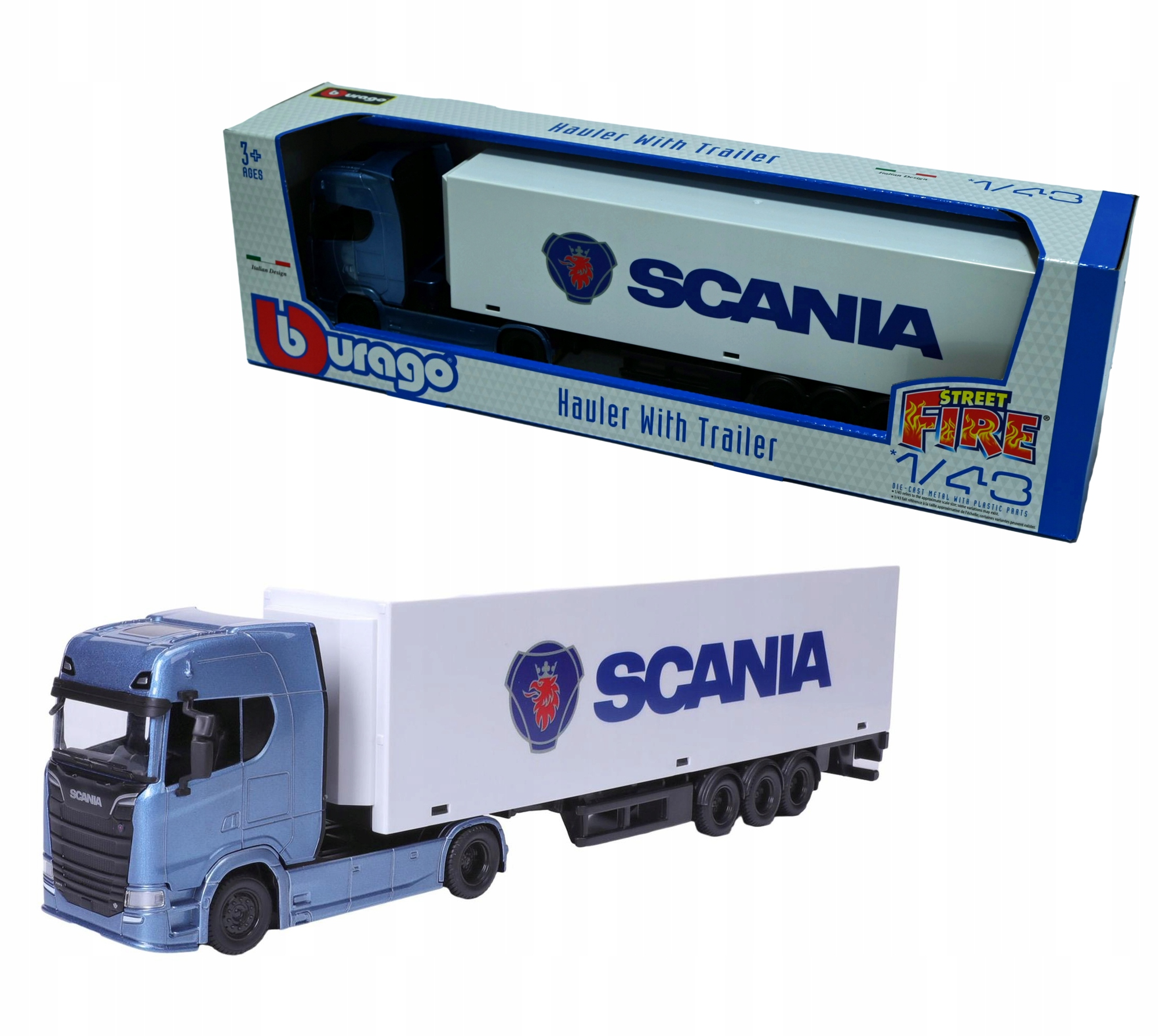 Машинка 1 43 STREET Fire Haulers with Trailer Scania S730