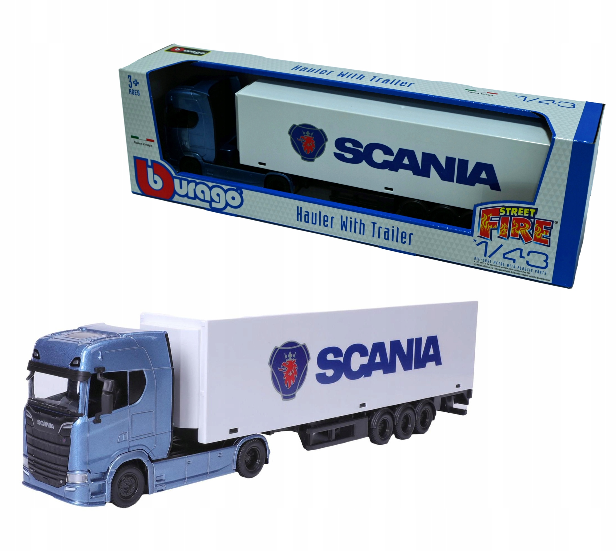 Машинка 1:43 STREET Fire Haulers with Trailer Scania S730