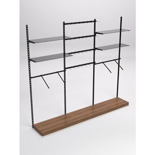 Настенная система с подиумами тонир полками для одежды и под крючки LOFT 5-1 Орех 270 x 45 x 240 см ДхШхВ 23335₽