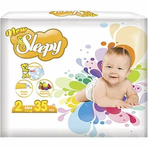 фото Детские подгузники new sleepy eco pack baby diaper no.2 (3-6 кг) 35 шт/уп (6 pack in bale)