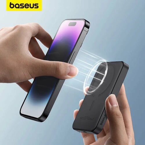 Внешний аккумулятор Power Bank 6000mah 20W с беспроводной зарядкой Baseus Magnetic Mini Air Wireless Fast Charge с кабелем type-C черный 3545₽