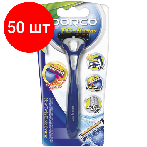 Комплект 50 наб, Бритва Dorco TNA3002, 1 см. кас, 2лез, крепл. SLALOM, плав. головка женский бритвенный станок schick lady protector 1 станок 1 сменная кассета подставка 2 лезв плавающая головка увл полоска прорезиненная ручка