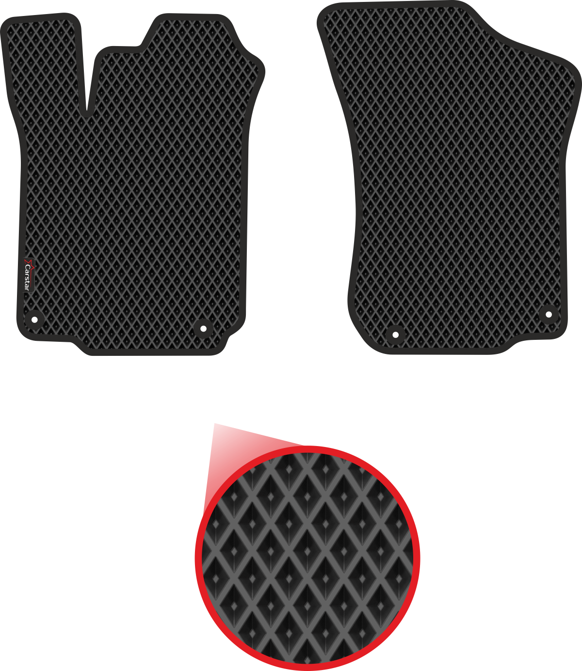 Передние коврики EVA для Skoda Octavia I Tour (1996-2011) чёрные с чёрным кантом ячейка - ромб