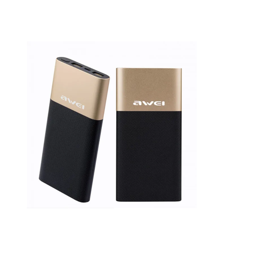 Внешний аккумулятор (Power Bank) AWEI P53K (10000mAh) золотистый, размер 140*68*15 мм