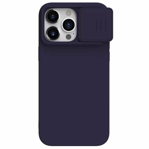 Силиконовый чехол с защитой камеры Nillkin CamShield Silky (MagSafe ) Silicone Case для Apple iPhone 15 Pro Max, темно-фиолетовый