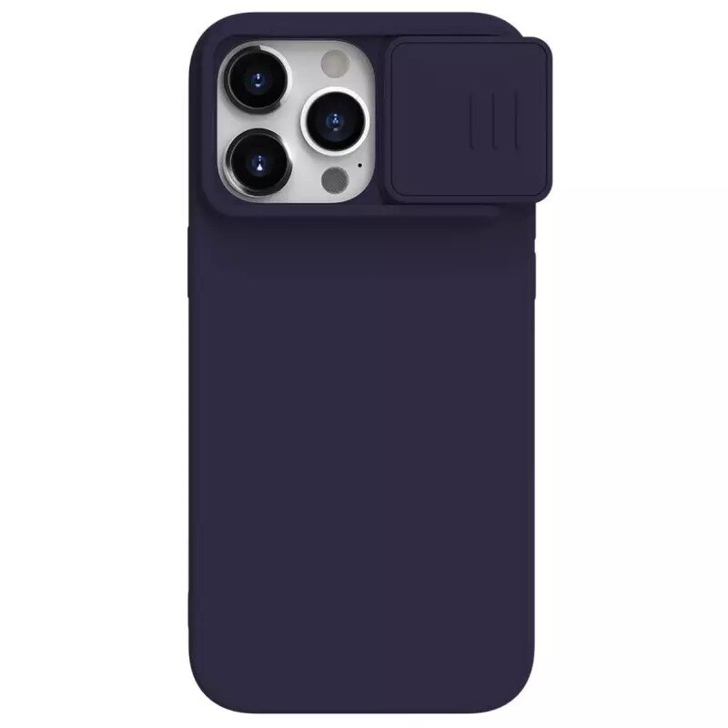 Силиконовый чехол с защитой камеры Nillkin CamShield Silky (MagSafe ) Silicone Case для Apple iPhone 15 Pro Max темно-фиолетовый