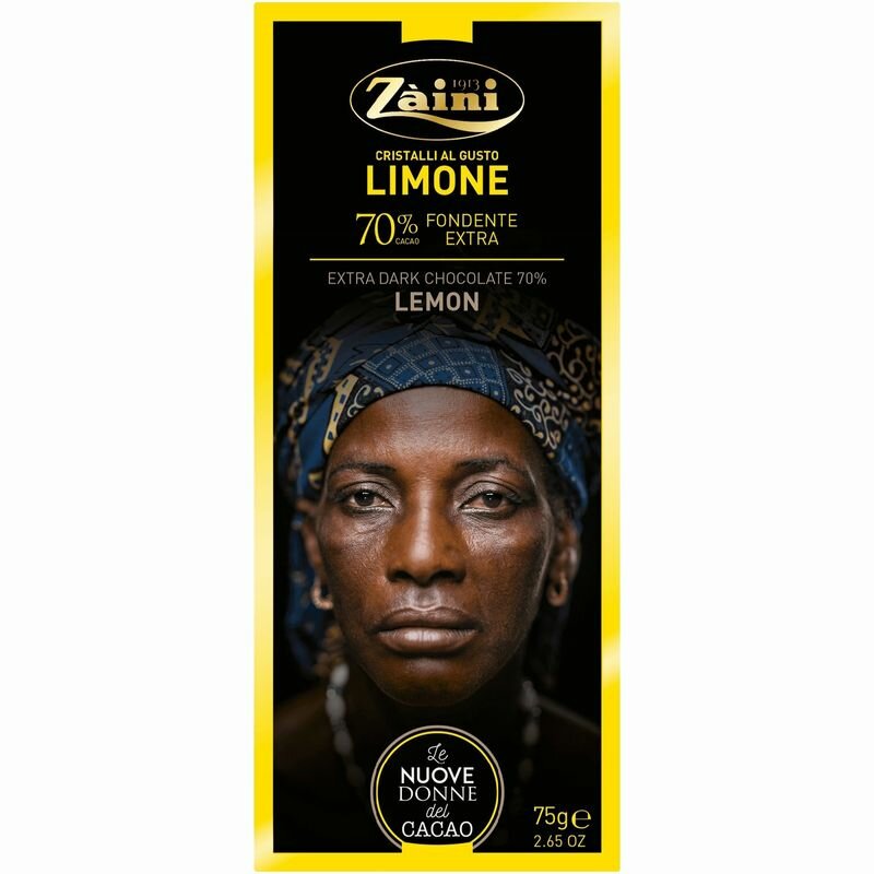 фото Шоколад Zaini горький какао со вкусом лимона 70%,75г