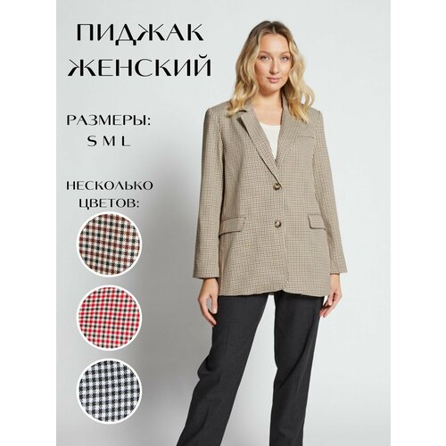 Пиджак Prima Woman, размер M, коричневый пиджак modress удлиненный силуэт свободный размер 50 бежевый